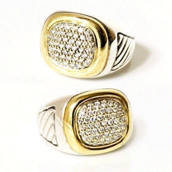 David Yurman Classic Cable Diamond Signet Ring - Picture 2 of 8